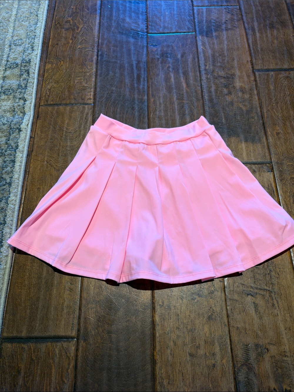 Girls' Pink Pleated Skort with Elastic Waistband